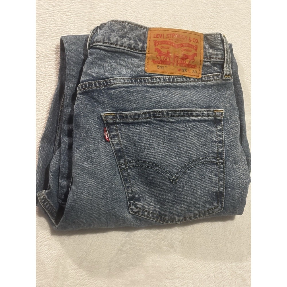 Levis‎ 541 Athletic Taper Jeans Mens *35x29.5 Blue Stretch Denim Pants Faded